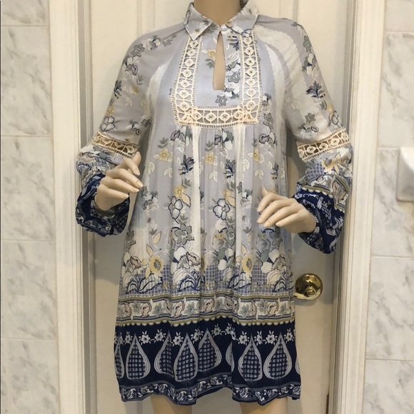 FLORAL PRINT  & CROCHET TRIM DRESS - Picture 4 of 7